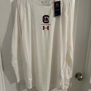 Under Armour White Long Sleeve Tee with Gamecock logo